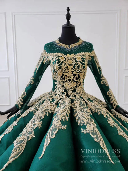 Emerald Green Wedding Dresses Muslim Formal Dress FD2150-prom dresses 2025 -Viniodress-As Picture-Custom Size-