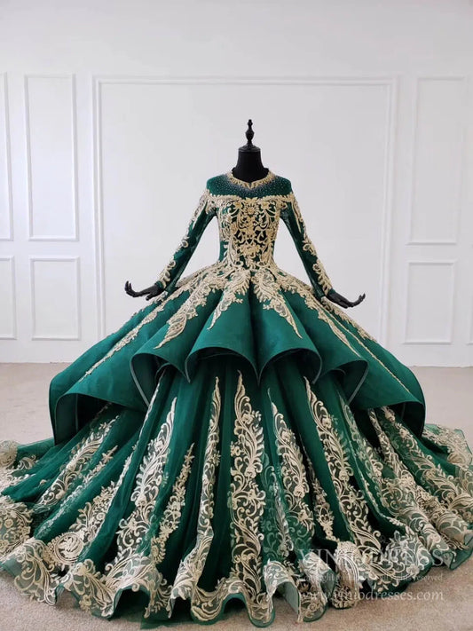 Emerald Green Wedding Dresses Muslim Formal Dress FD2150-prom dresses 2025 -Viniodress-As Picture-Custom Size-