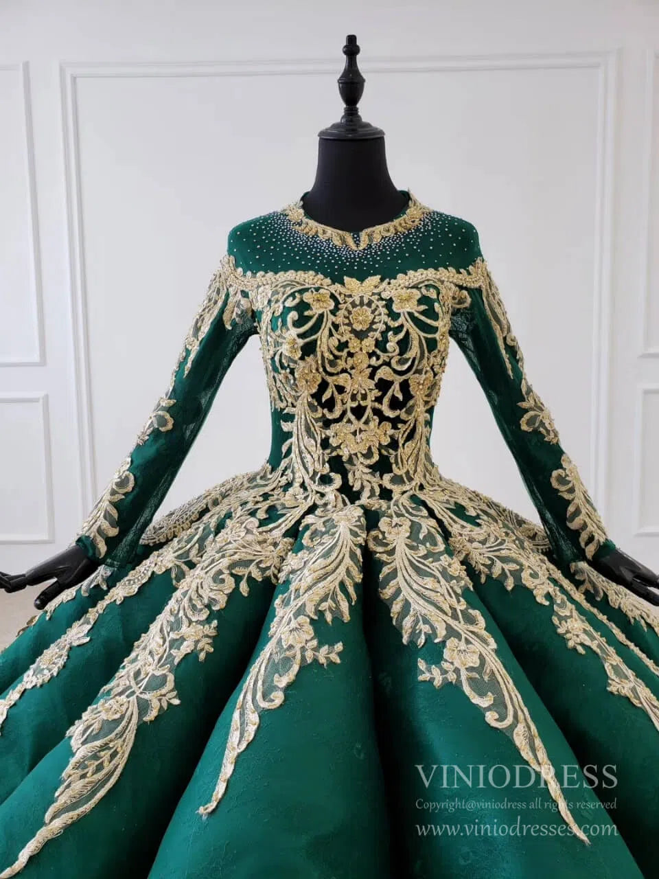 Emerald Green Wedding Dresses Muslim Formal Dress FD2150-prom dresses-Viniodress-Viniodress