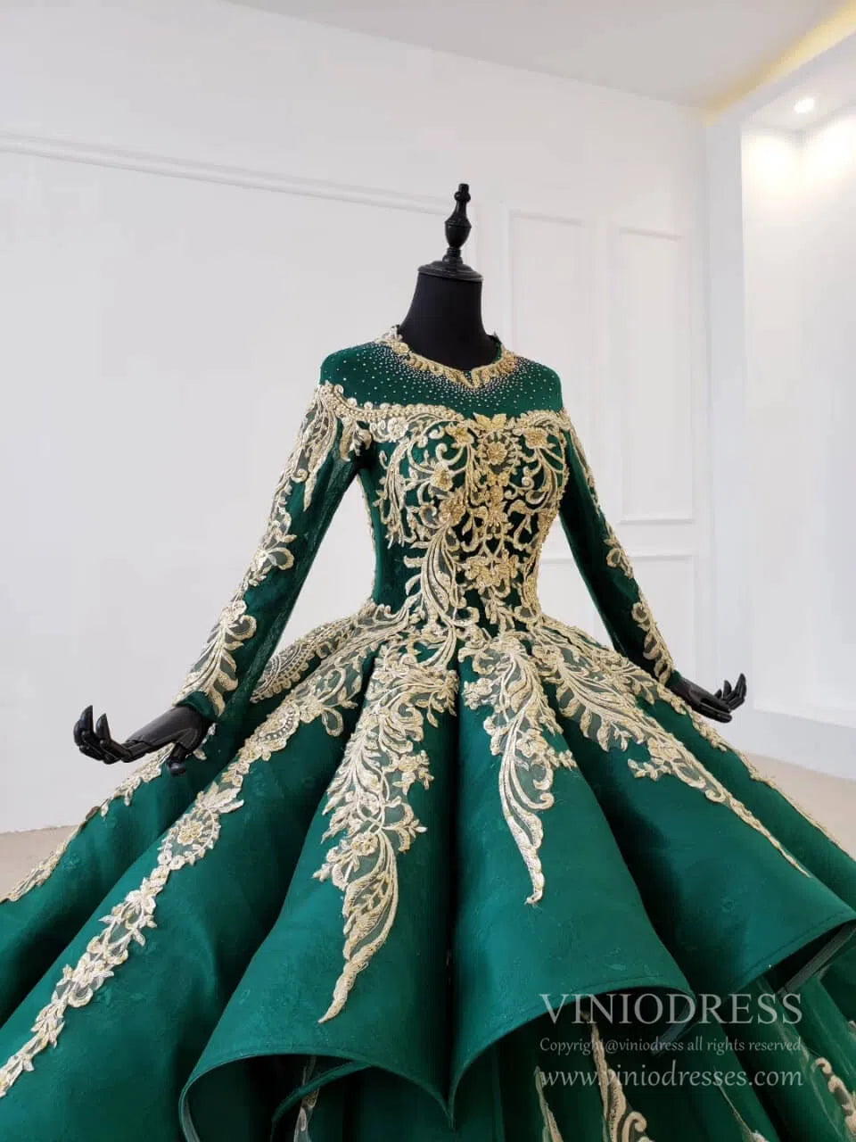 Emerald Green Wedding Dresses Muslim Formal Dress FD2150-prom dresses-Viniodress-Viniodress