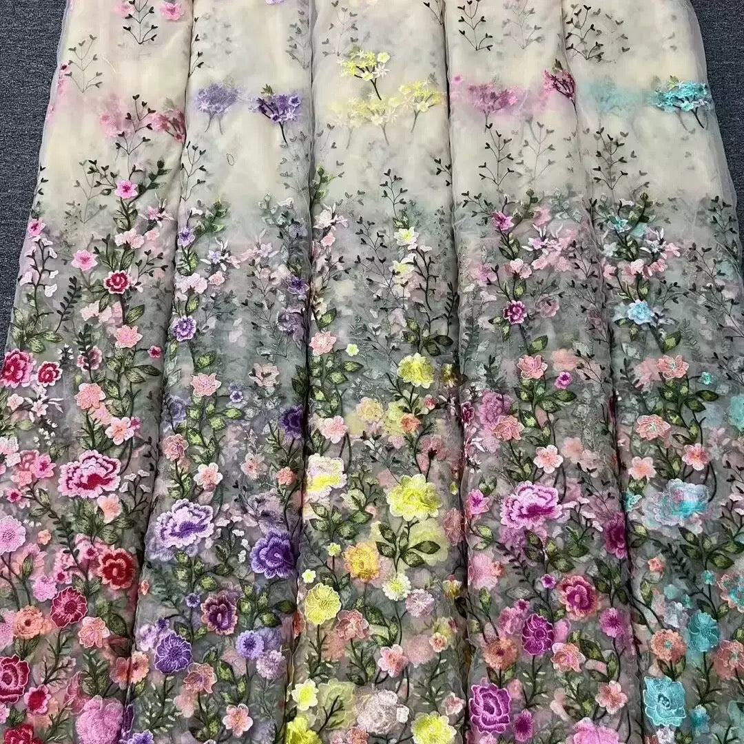 Ethereal Lavender Floral Embroidered Tea-Length Wedding Dress with Square Neckline, Puff Sleeves & Bow Waist – FW247-wedding dresses 2026-Viniodress-Custom Colors-Add Note in Cart-Custom Size – Add Measurements in Cart-