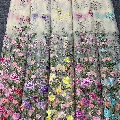 Ethereal Lavender Floral Embroidered Tea-Length Wedding Dress with Square Neckline, Puff Sleeves & Bow Waist – FW247-wedding dresses 2026-Viniodress-Lavender-Custom Size – Add Measurements in Cart-