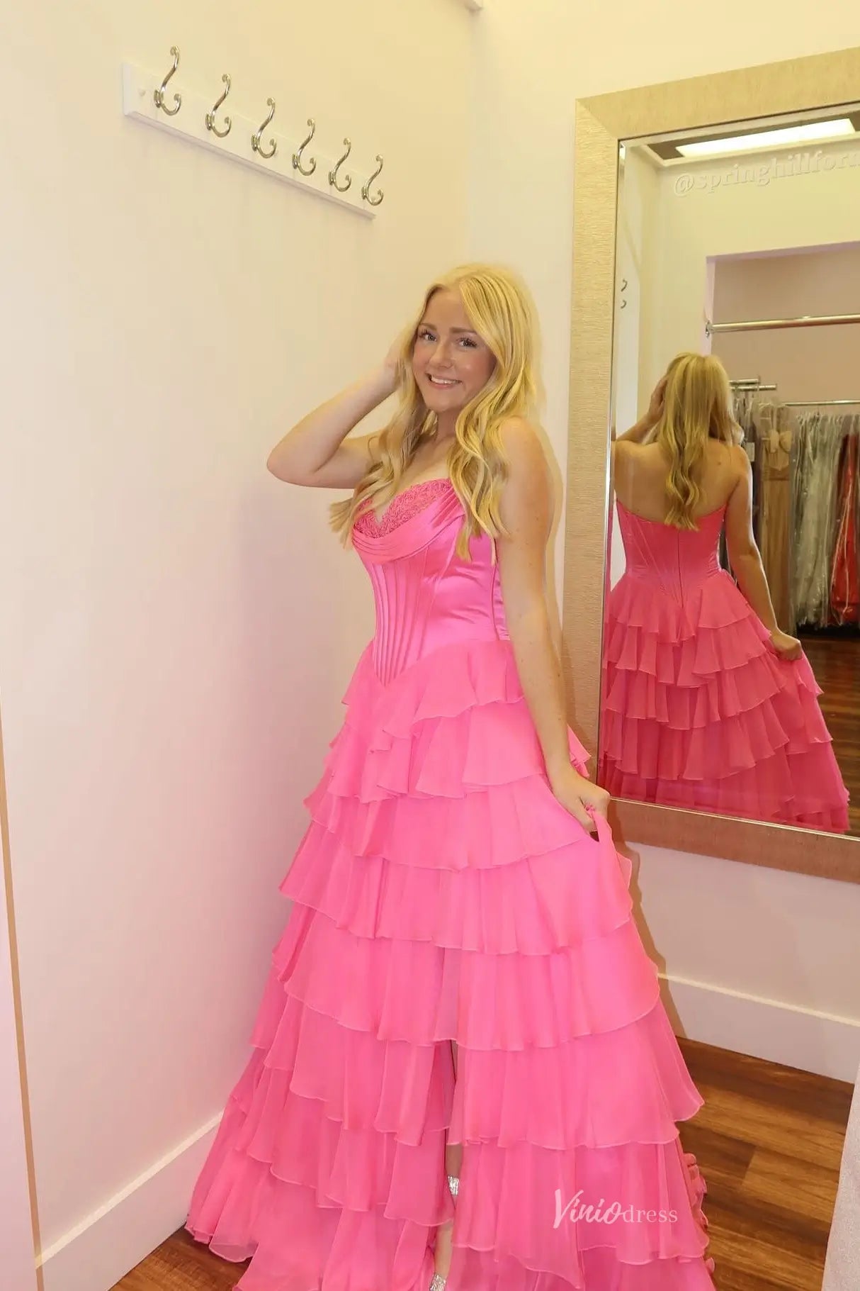 Ethereal Light Yellow Corset Prom Dress with Soft Chiffon Layers & High Slit RF301-prom dresses 2026-Viniodress-Butter Yellow-Custom Size-