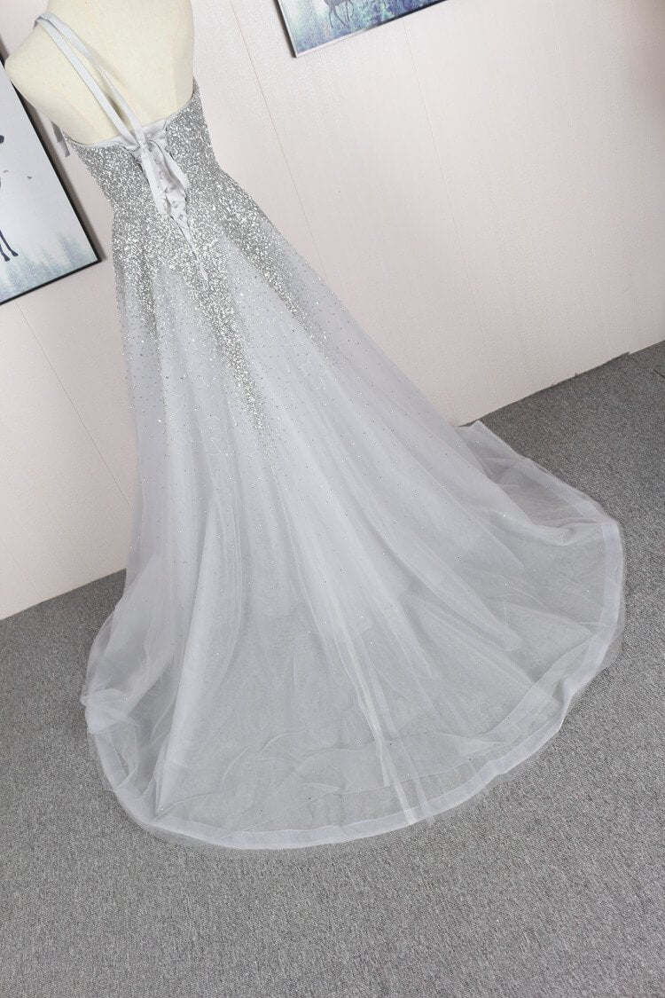 Prom Dress 2025 2 Piece Beaded Silver Prom Dresses with Detachable Cape FD2493-unique prom dresses-Silver-US 2-Viniodress