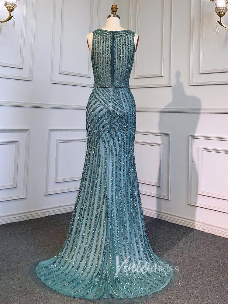 Prom Dress 2025 Beaded Mermaid Prom Dresses with Detachable Cape Evening Dress 20015-unique prom dresses-As Picture-US 2-Viniodress