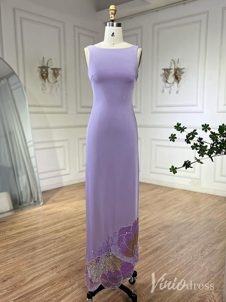 Elegant Satin Mermaid Prom Dresses Attachable Train Mother of the Bride Dress AD1255 - ViniodressEvening DressesLavenderUS 2 - Formal Dresses - Ball Gowns