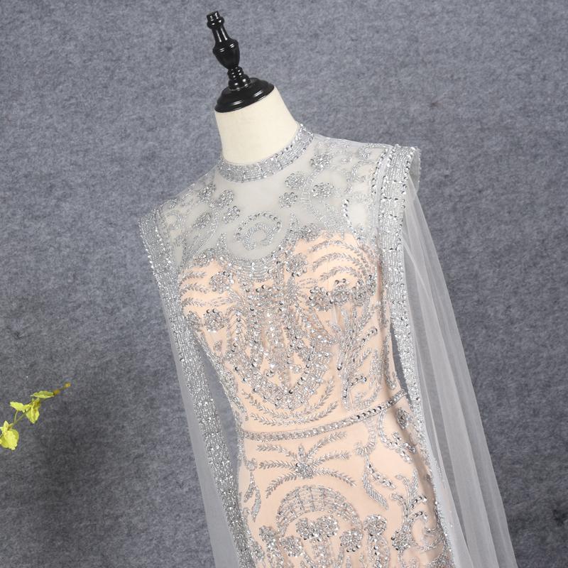 Prom Dress 2025 Extra Long Sleeve Beaded Gold Prom Dresses Cape Sleeve FD2609-unique Prom Dresses-US2-Gold-Viniodress