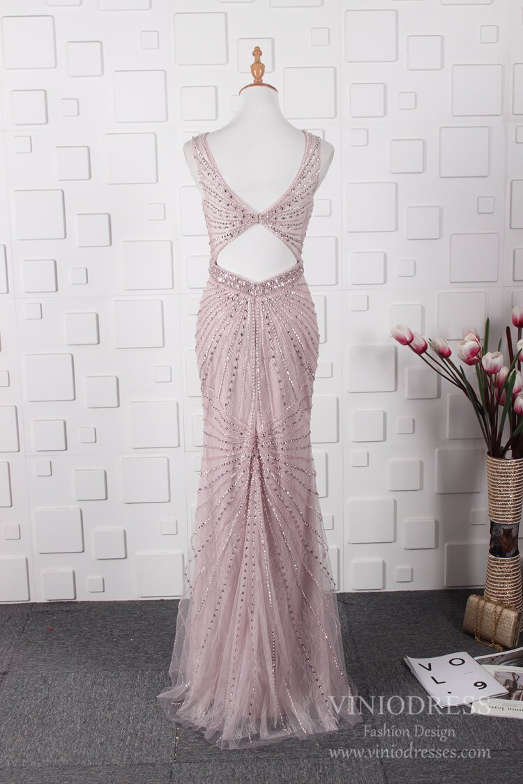 Prom Dress 2025 Fully Beaded Pale Mauve Prom Dresses Sparkly Long Evening Dress FD2489-unique prom dresses-Gold-Custom Size-Viniodress