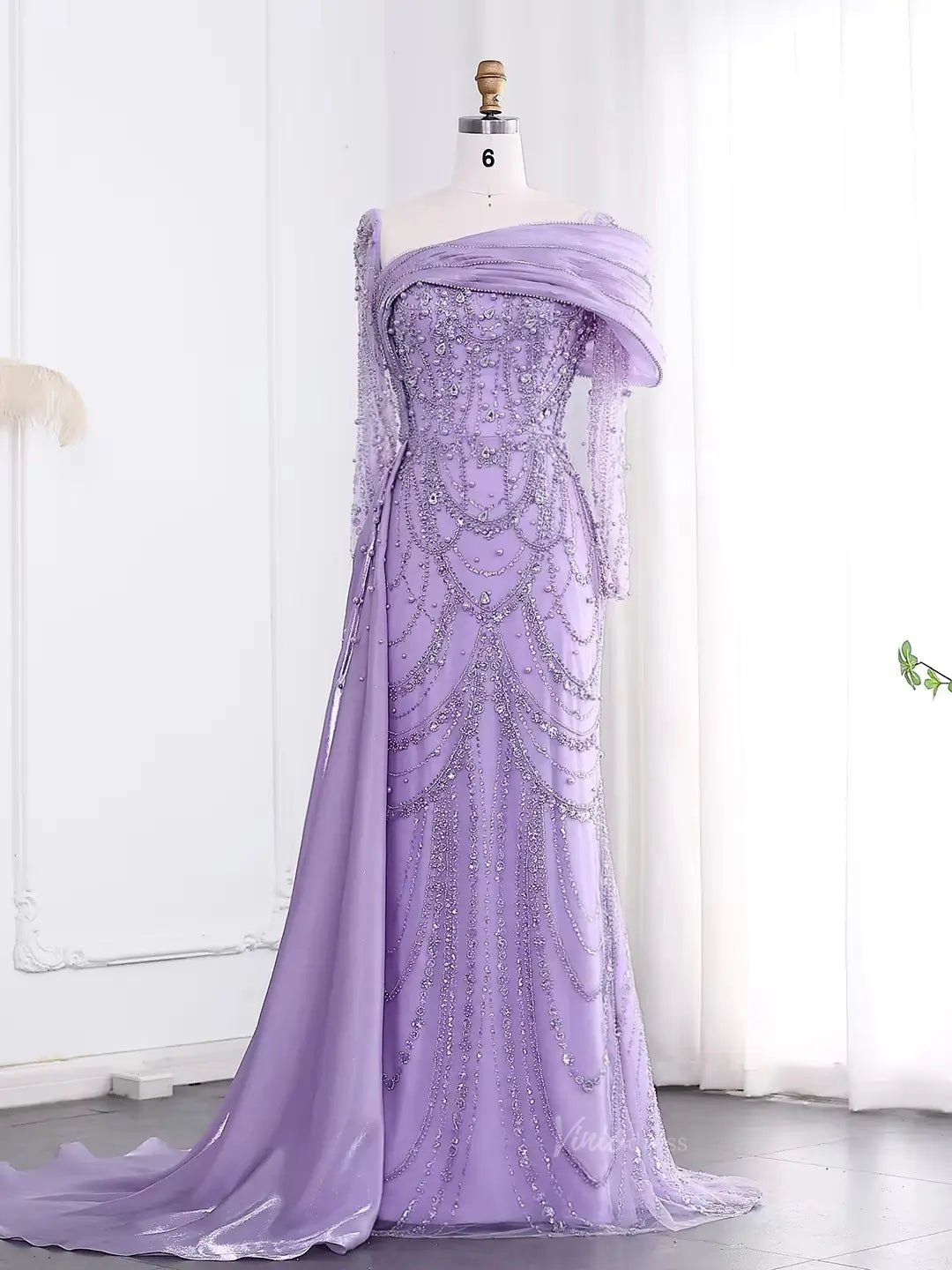 Long Sleeve Mother of the Bride Dresses Elegant Prom Dresses BD053 - ViniodressEvening DressesLavenderUS 2 - Formal Dresses - Ball Gowns