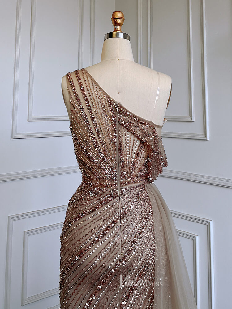 Prom Dress 2025 One Shoulder Beaded Prom Dresses 1920s Evening Dress with Slit 20044-unique prom dresses-Mauve-US 2-Viniodress