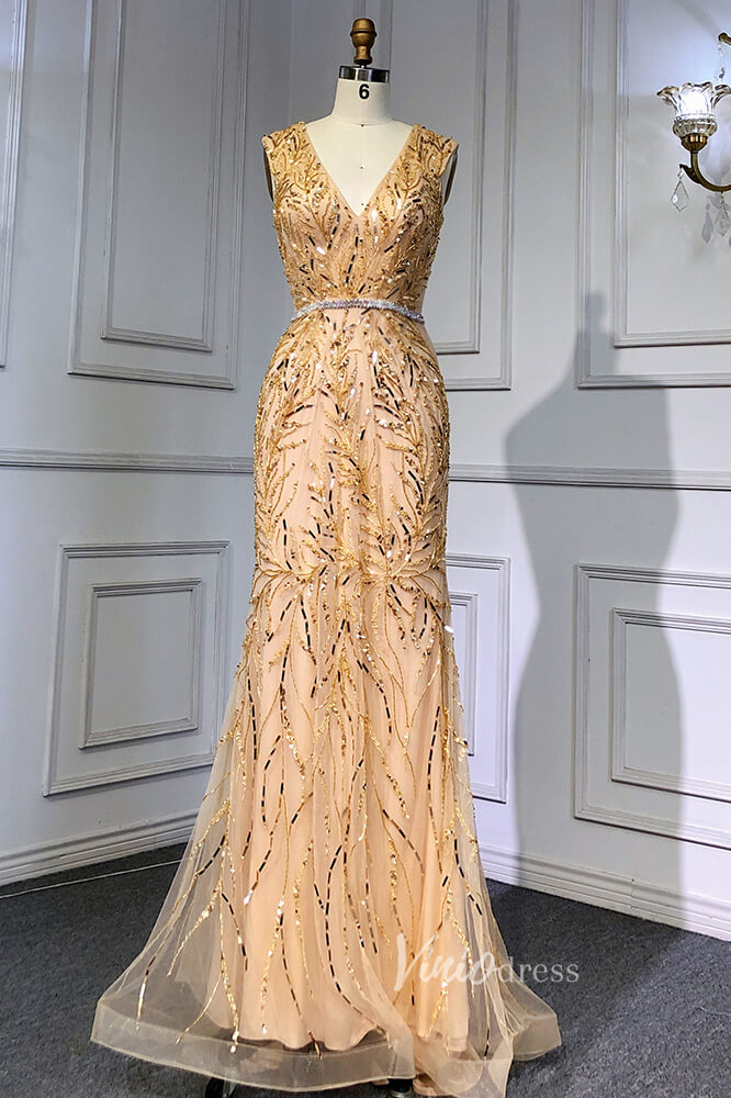 Prom Dress 2025 Removable Cape Formal Dresses Beaded Mermaid Pageant Dress FD3001-unique prom dresses-Champagne-US 2-Viniodress