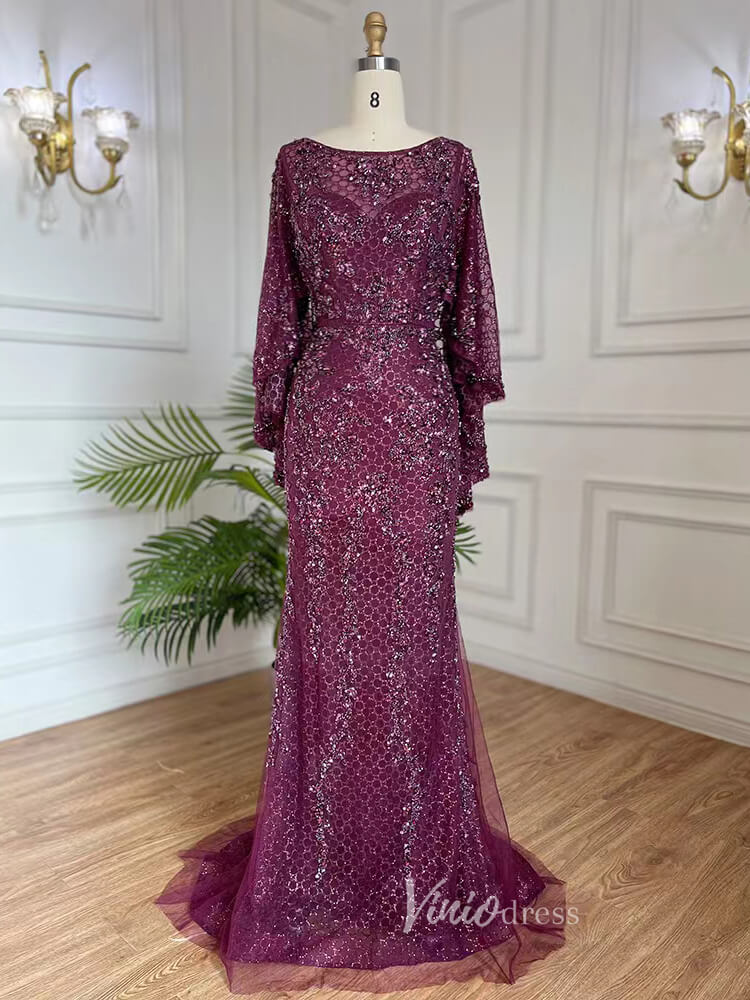 Prom Dress 2025 Shimmer Lace Mother of the Bride Dresses with Cape Burgundy Evening Dress 20071-unique prom dresses-Burgundy-US 2-Viniodress