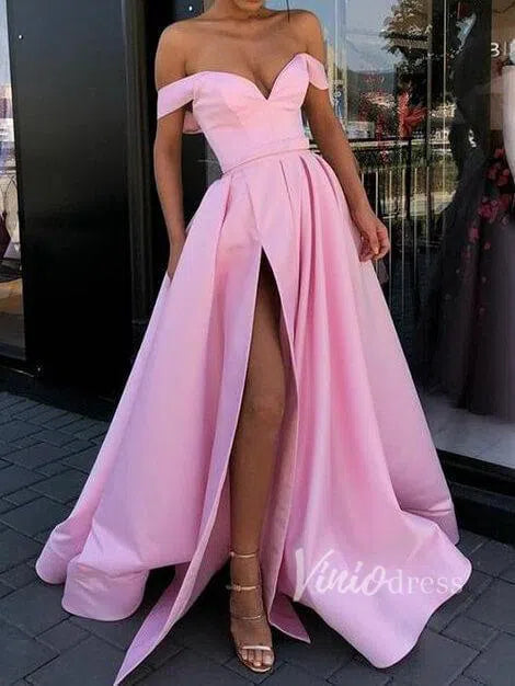 Fabulous Simple Pink Long Prom Dresses with Pockets FD1369-prom dresses 2025 -Viniodress-Pink-US 2-
