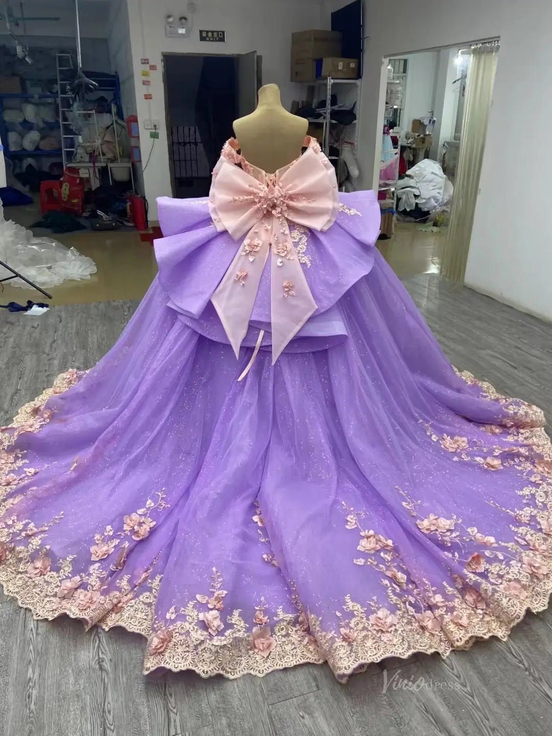 Pink Floral Blue Wedding Dresses Off the Shoulder Quinceanera Dresses 241110B-Quinceanera Dresses 2025 -Viniodress-Light Blue-Custom Size-