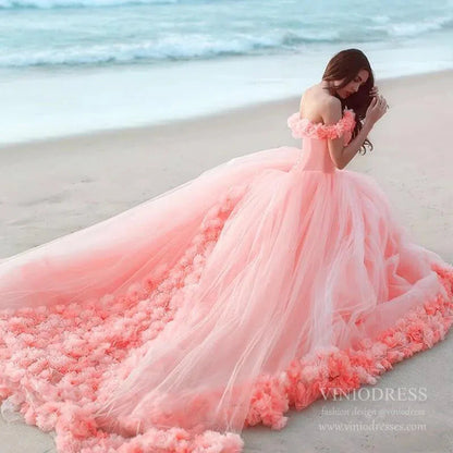 3D Flower Quinceanera Dresses Cinderella Ball Gowns VW1040-Quinceanera Dresses 2025 -Viniodress-Light Blue-Custom Size-