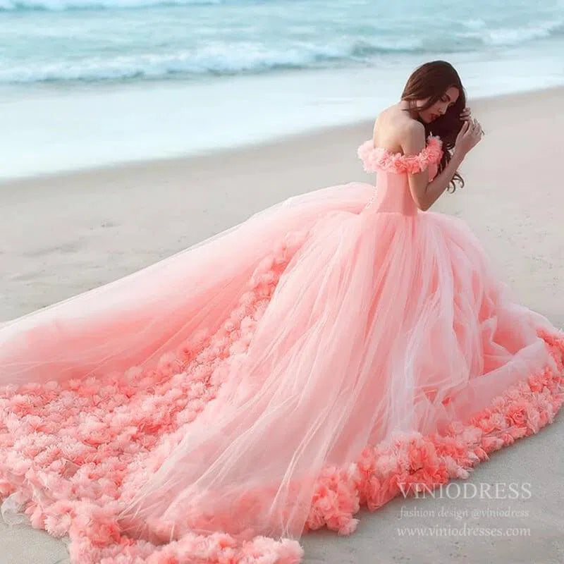 3D Flower Quinceanera Dresses Cinderella Ball Gowns VW1040-Quinceanera Dresses 2025 -Viniodress-Light Blue-Custom Size-