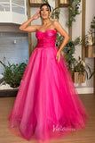 Fancy Fuchsia Tulle Prom Dresses Strapless Formal Dress FD3582
