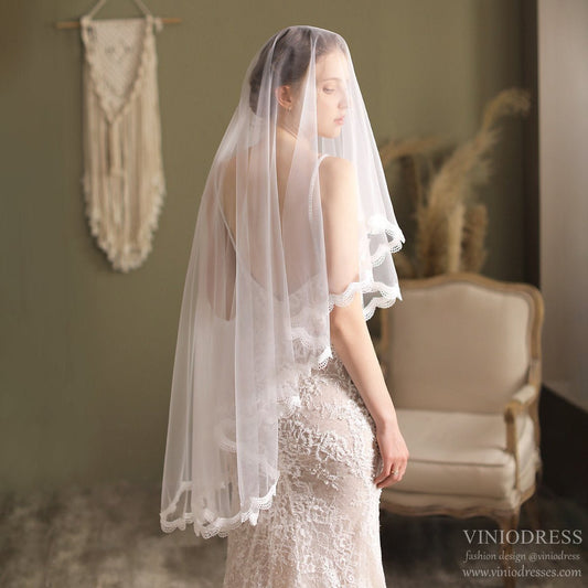 Fingertip Length Blusher Veil-Accessories 2025 -Viniodress-Ivory-
