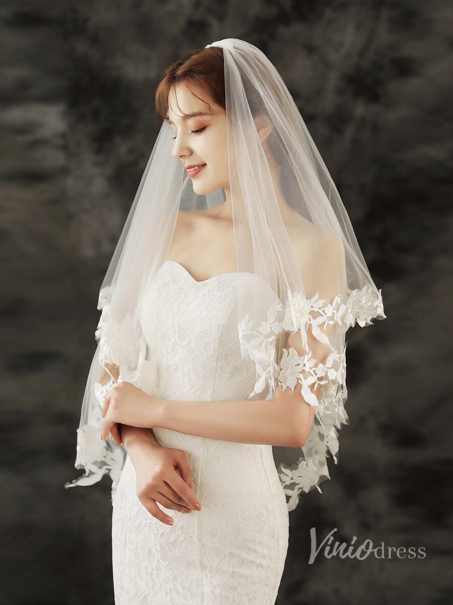 Fingertip Length Blusher Veil Viniodress-Bridal Veil 2025 -Viniodress-Ivory-
