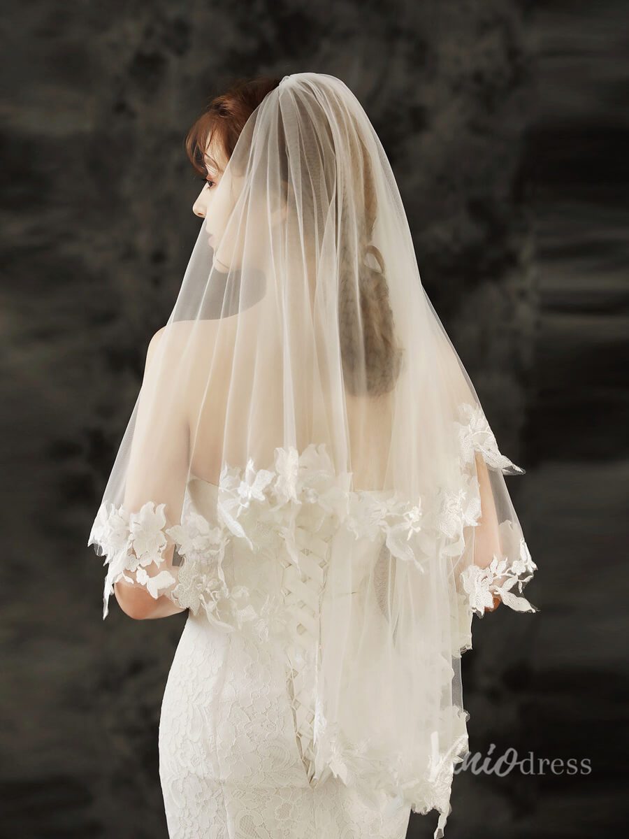 Fingertip Length Blusher Veil Viniodress-Bridal Veil 2025 -Viniodress-Ivory-