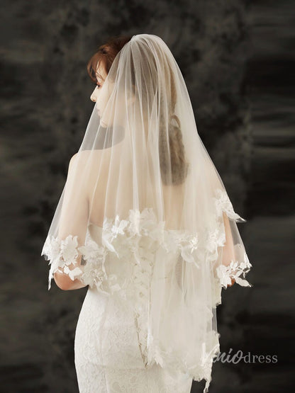 Fingertip Length Blusher Veil Viniodress-Bridal Veil 2025 -Viniodress-Ivory-
