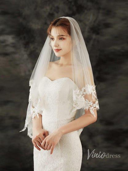 Fingertip Length Blusher Veil Viniodress-Bridal Veil 2025 -Viniodress-Ivory-