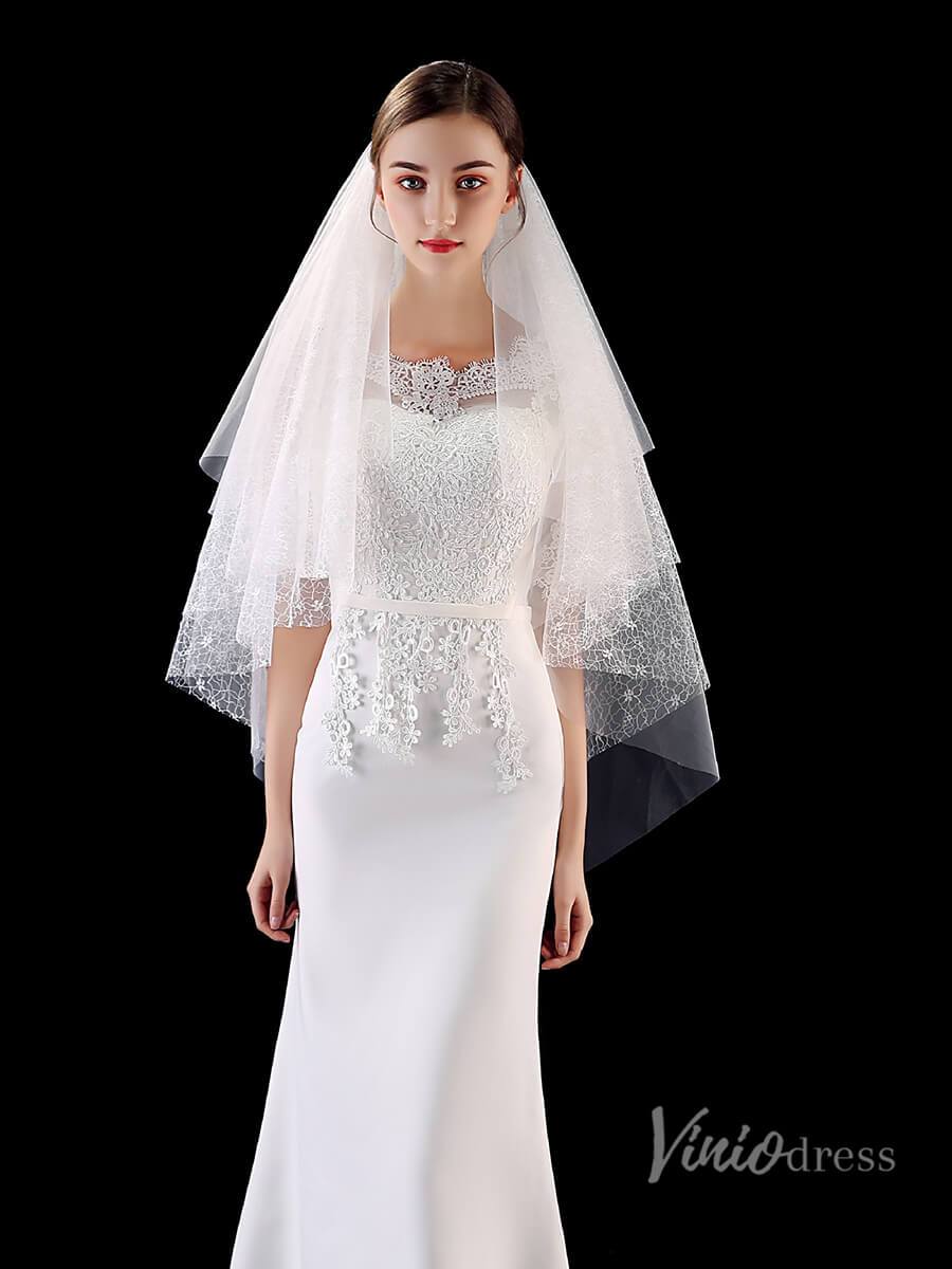 Fingertip Length Tulle Bridal Veil Viniodress TS1903-Bridal Veil 2025 -Viniodress-Ivory-