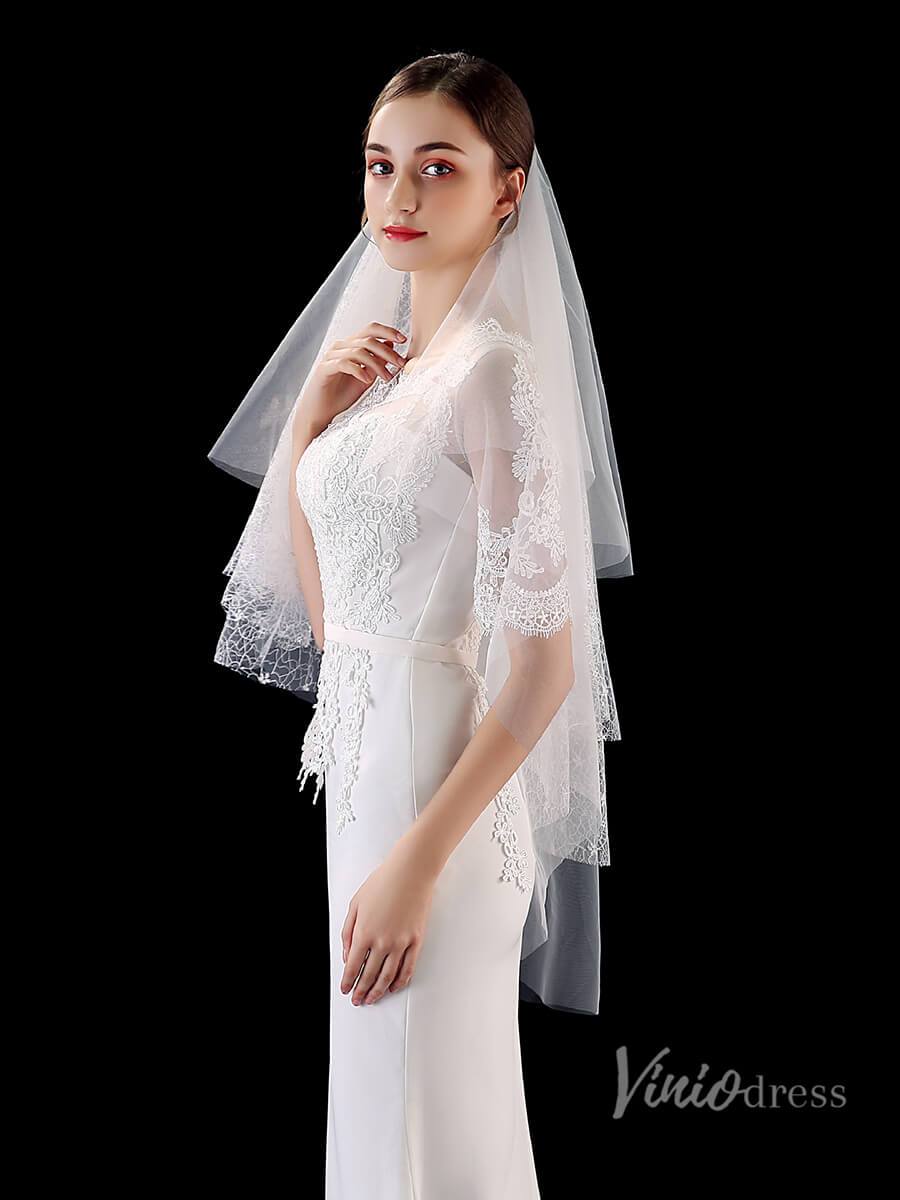 Fingertip Length Tulle Bridal Veil Viniodress TS1903-Bridal Veil 2025 -Viniodress-Ivory-