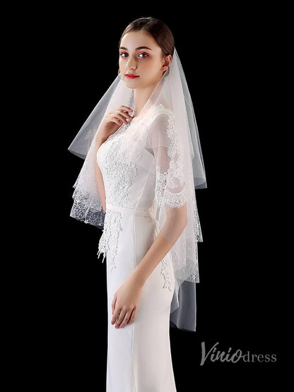 Fingertip Length Tulle Bridal Veil Viniodress TS1903-Bridal Veil 2025 -Viniodress-Ivory-