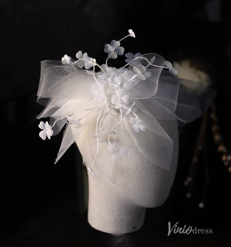 Floral Bowknot Headpiece Viniodress AC1315-Bridal Veil 2025 -Viniodress-Ivory-