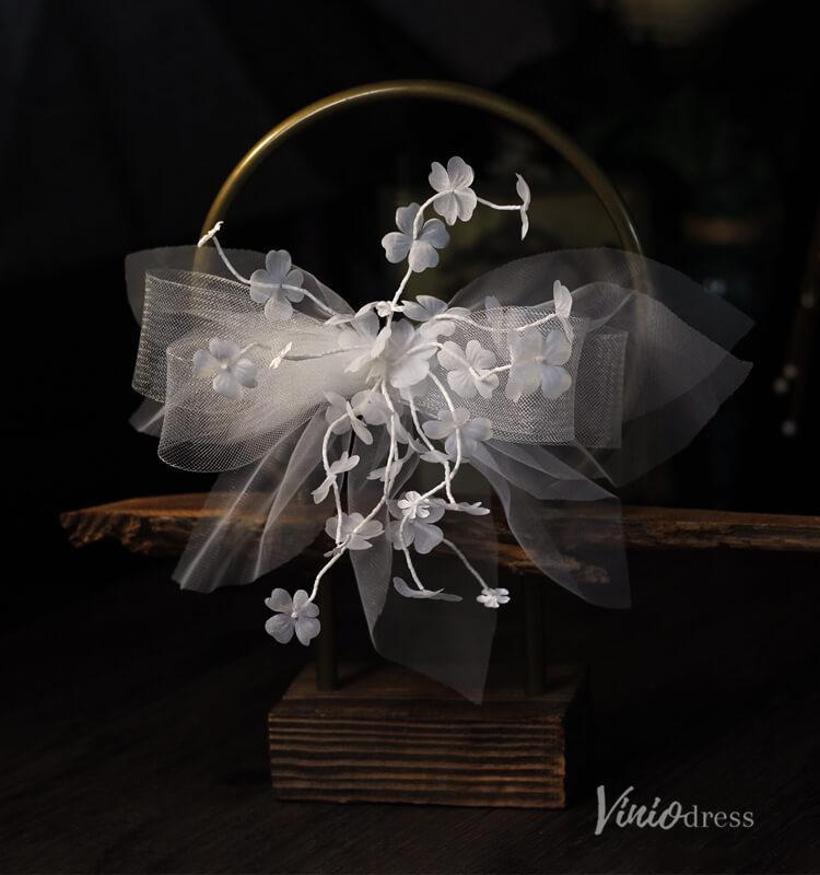 Floral Bowknot Headpiece Viniodress AC1315-Bridal Veil 2025 -Viniodress-Ivory-