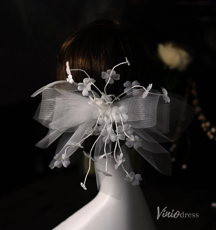 Floral Bowknot Headpiece Viniodress AC1315-Bridal Veil 2025 -Viniodress-Ivory-