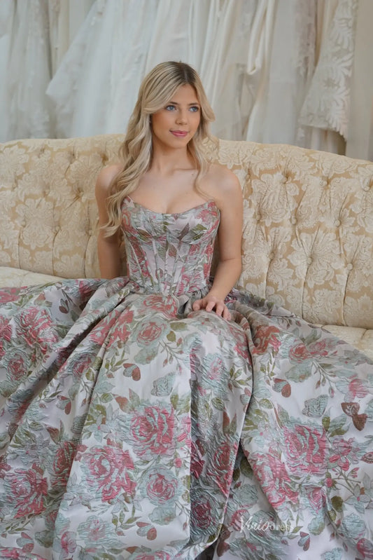 JC011 Soft Grey Floral Jacquard-prom dresses 2026-Viniodress-Grey-Custom Size-