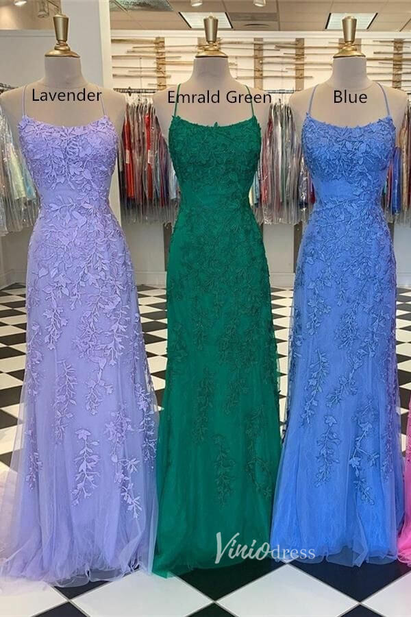 Hot Pink Lace Mermaid Prom Dresses Spaghetti Strap Evening Dress FD1250-prom dresses 2025 -Viniodress-Hot Pink-Custom Size-