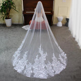 Floral Lace Cathedral Veil for Bride Viniodress V688-Veils-Viniodress-Ivory-Viniodress