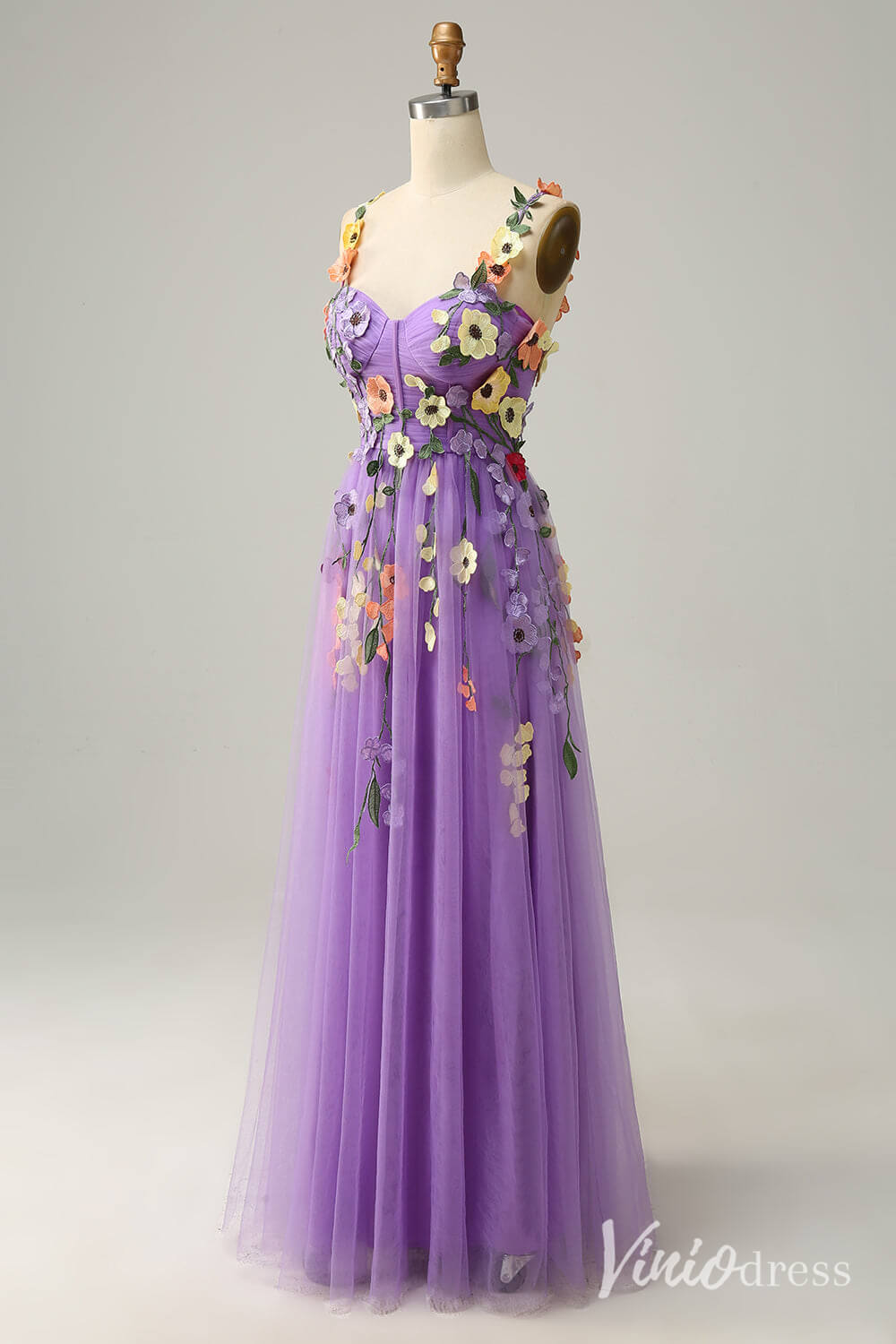 Floral Prom Dresses A-line Tulle Formal Dresses AD1100-prom dresses 2025 -Viniodress-Green-Custom Size-