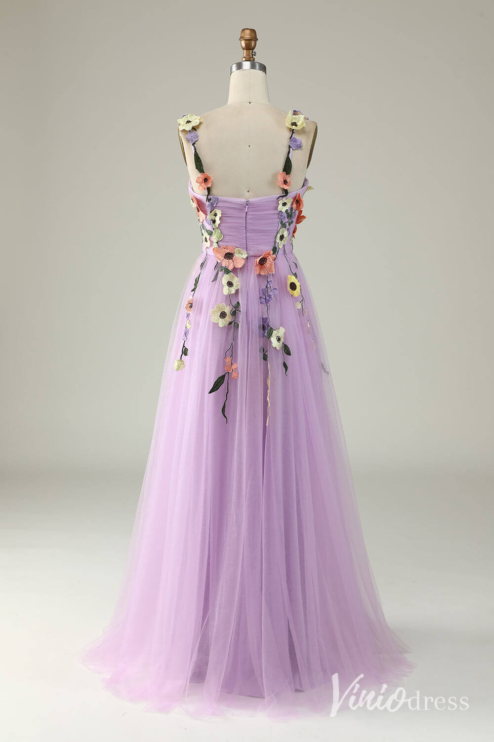 Floral Prom Dresses A-line Tulle Formal Dresses AD1100-prom dresses 2025 -Viniodress-Green-Custom Size-