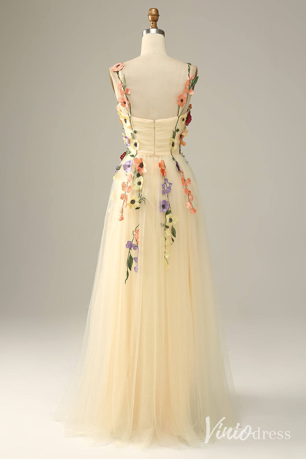 Floral Prom Dresses A-line Tulle Formal Dresses AD1100-prom dresses 2025 -Viniodress-Green-Custom Size-