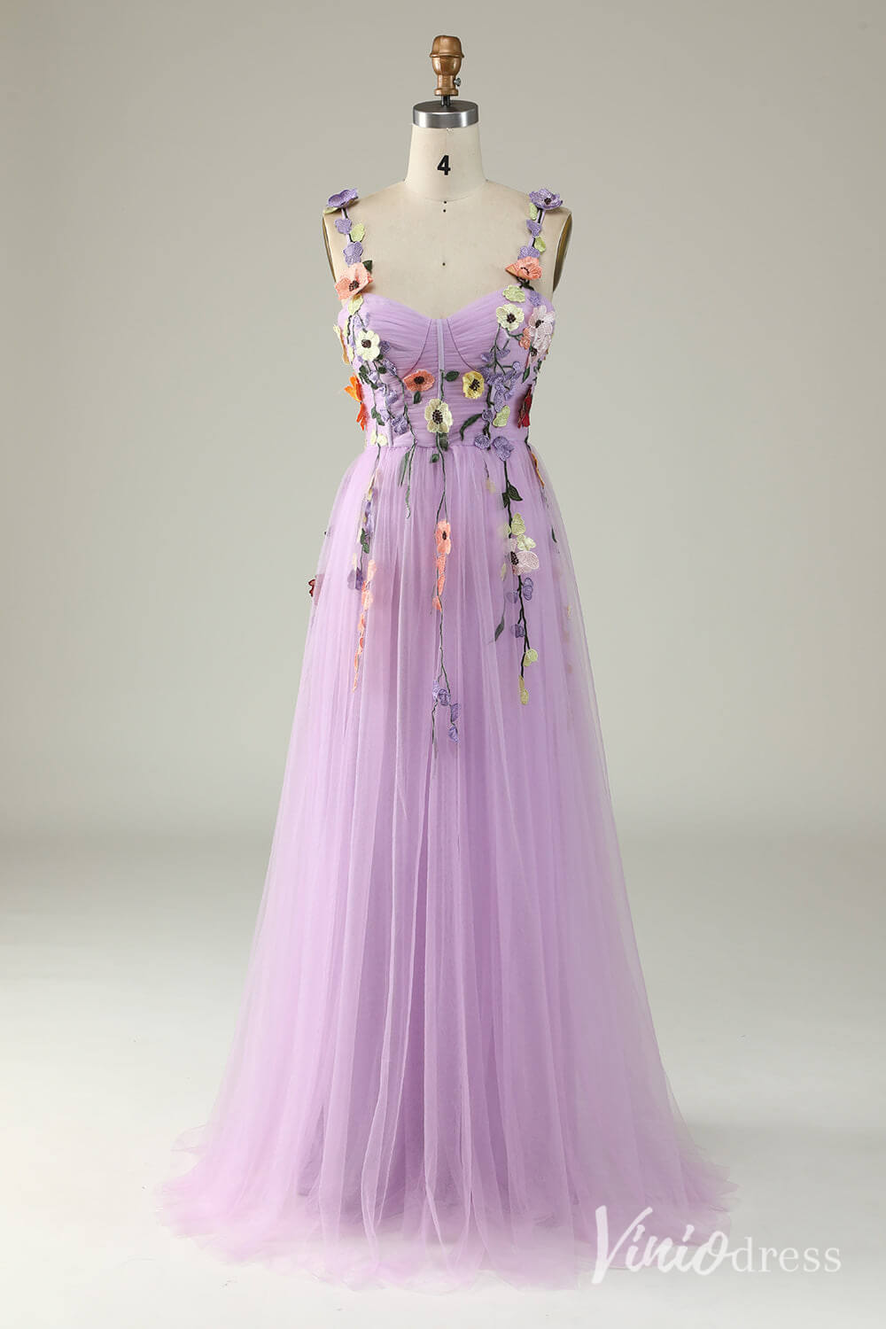 Prom Dress 2025 Champagne Floral Spaghetti Strap Prom Dresses Lace Applique Formal Gown AD1100-unique prom dresses-Lilac-Custom Size-Viniodress