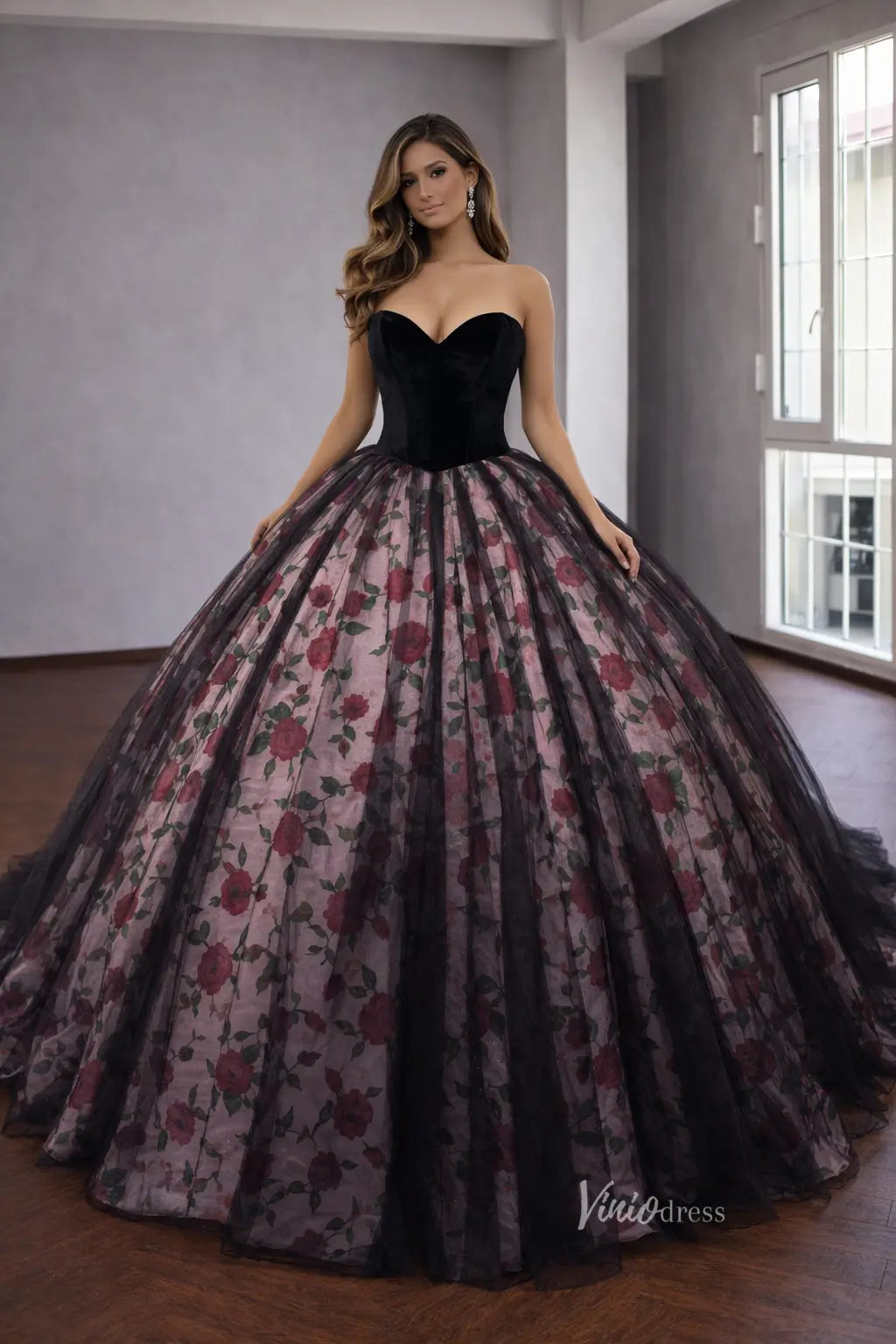 QC020-Quinceanera Dresses 2026-Viniodress-Black-Sweetheart-Custom Size – Add Measurements in Cart