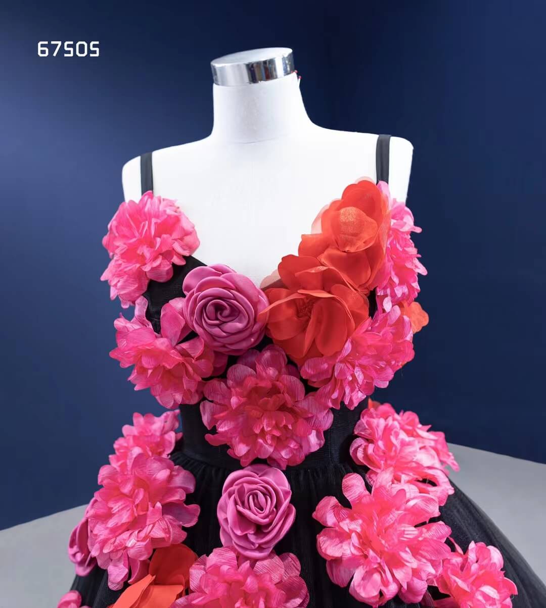 Flower Blooming Ball Gown Vintage Black Sweet 15 Dress Quince Dress 67505-Quinceanera Dresses 2025 -Viniodress-Black-Custom Size-