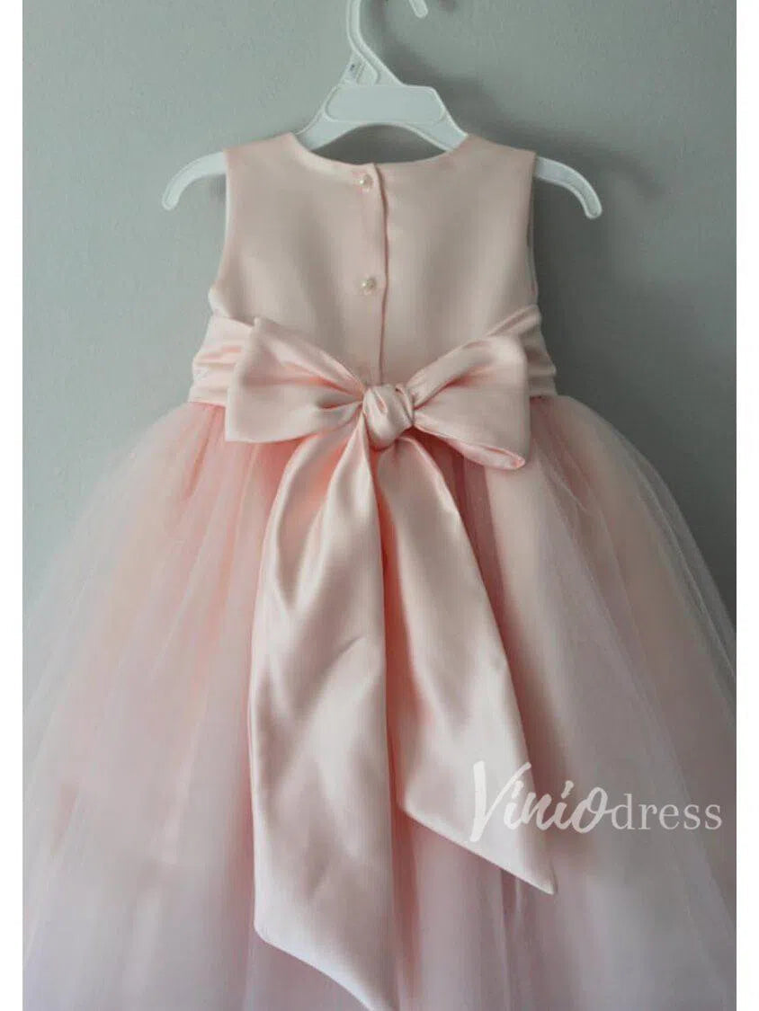 Cute 3D Rose Appliqué Blush Pink Flower Girl Dresses GL1001-flower girl dresses-Viniodress-Viniodress