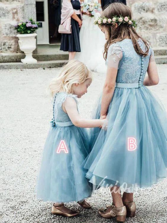 Dusty Blue Cute Toddler Flower Girl Dresses GL1020-flower girl dresses-Viniodress-Picture Color-A-Custom Size-Viniodress