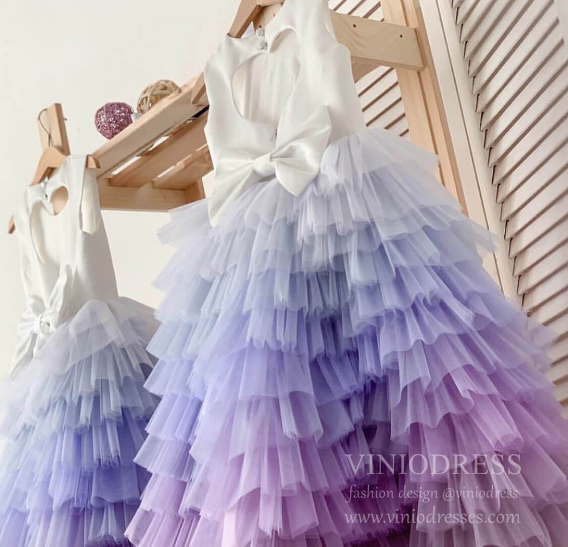 Light Blue & Lilac Ombre Layered Flower Girl Dresses GL1054-flower girl dresses-Viniodress-Viniodress