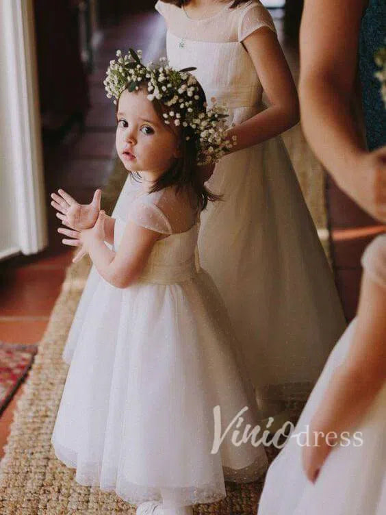 Polka Dot Ivory White Flower Girl Dresses GL1008-flower girl dresses-Viniodress-Ivory-Custom Size-Viniodress