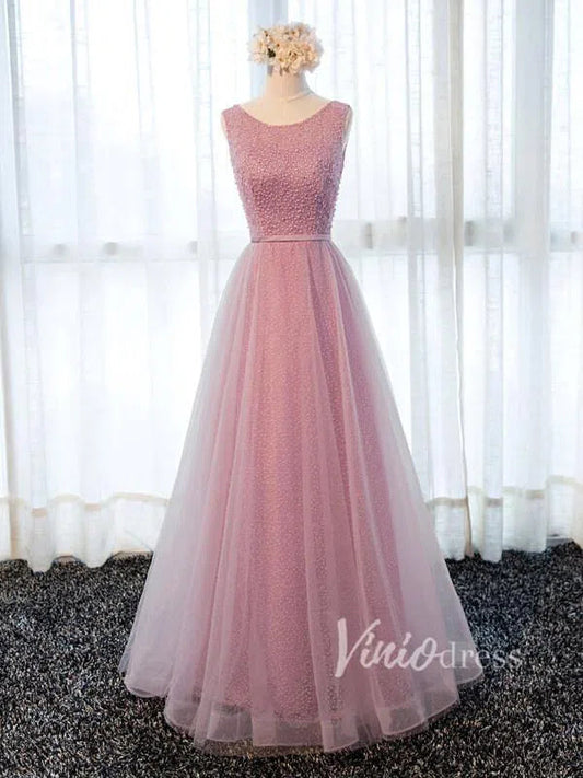 Cheap Beaded Mother of the Bride Dresses FD1341-formal dresses-Viniodress-Dusty Rose-Custom Size-Viniodress