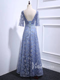 Prom Dress 2025 Beaded Slate Blue Lace Mother of the Bride Dresses FD1521-unique formal dresses-Dusty Blue-Custom Size-Viniodress