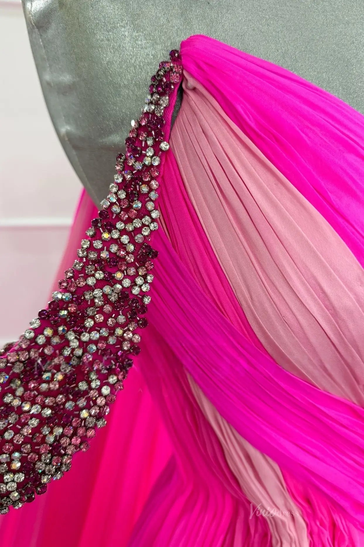 PG029 chiffon-Pageant Dress 2026-Viniodress-Fuchsia-Custom Size – Add Measurements in Cart-