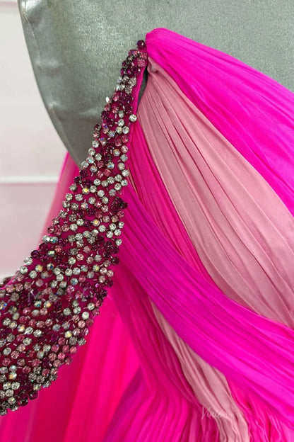 PG029 chiffon-Pageant Dress 2026-Viniodress-Fuchsia-Custom Size – Add Measurements in Cart-