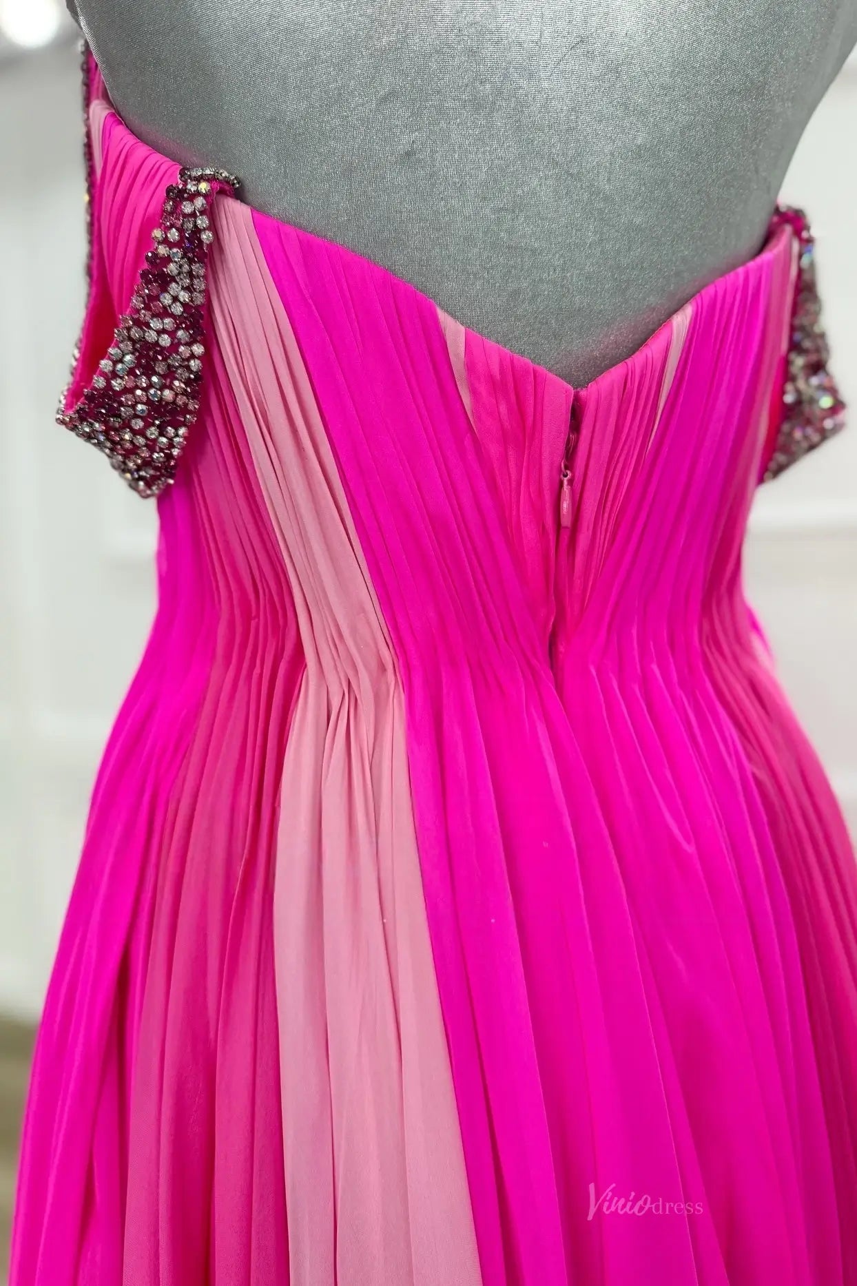 PG029 chiffon-Pageant Dress 2026-Viniodress-Fuchsia-Custom Size – Add Measurements in Cart-
